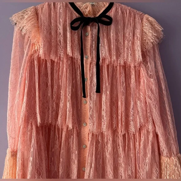 Alice + Olivia Joanie Tiered Ruffle Button-Down Dress - Picture 2 of 16